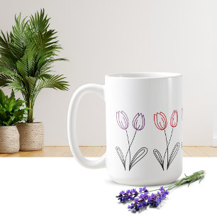 Mug Musique de conception de fleur de tulipe simple