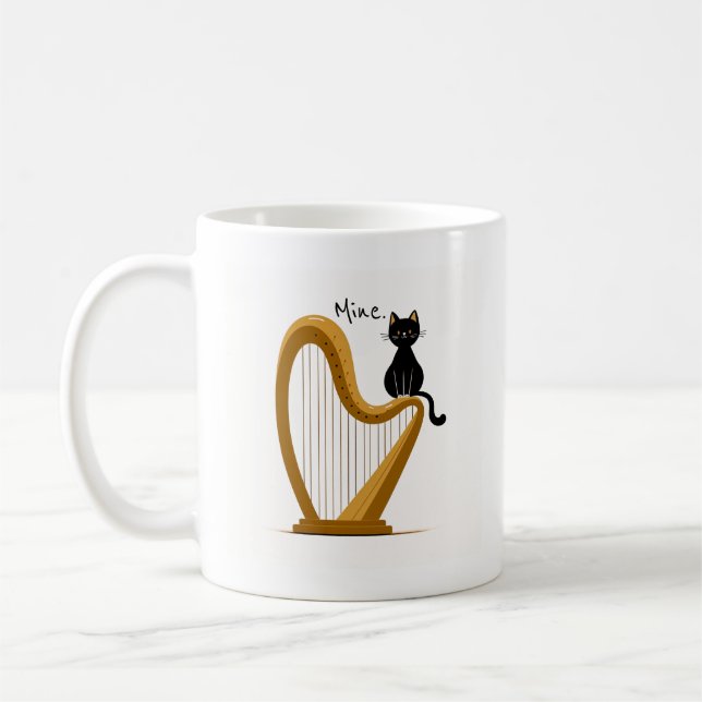 Mug Musique de conception de harpe et de chat (Gauche)