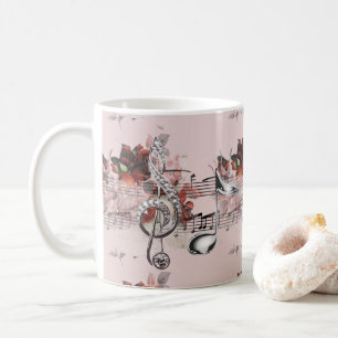 Mug Musique de feuille et notes argentées de musique