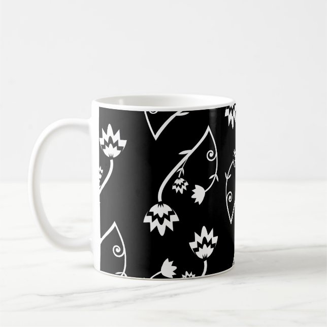Mug Musique de fleurs blanches rétro (Gauche)
