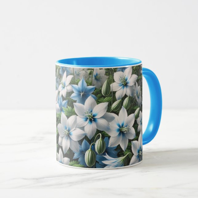 Mug Musique de fleurs bleues (Devant droit)