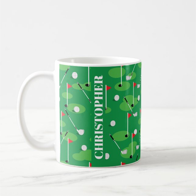 Mug Musique de golf de nom personnalisé (Gauche)
