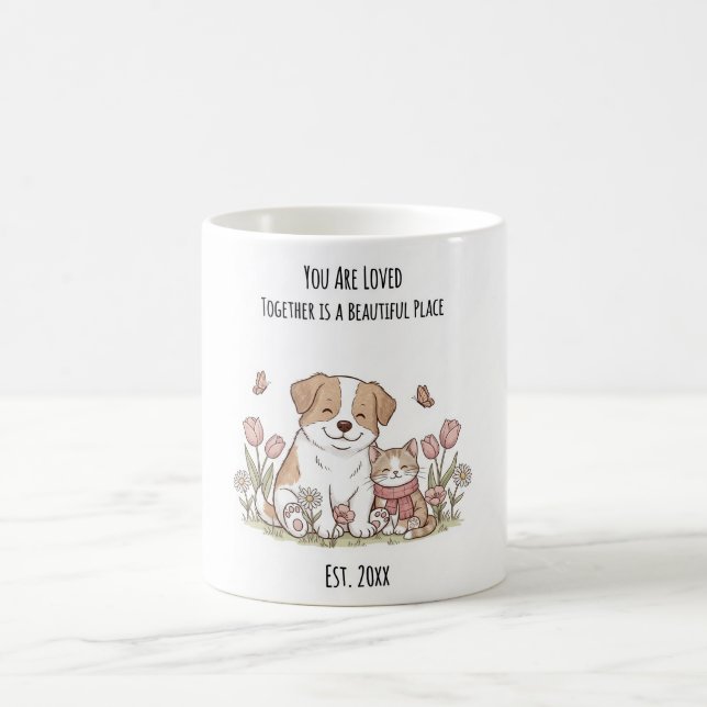 Mug Musique de la famille de chiens et de chats person (Centre)