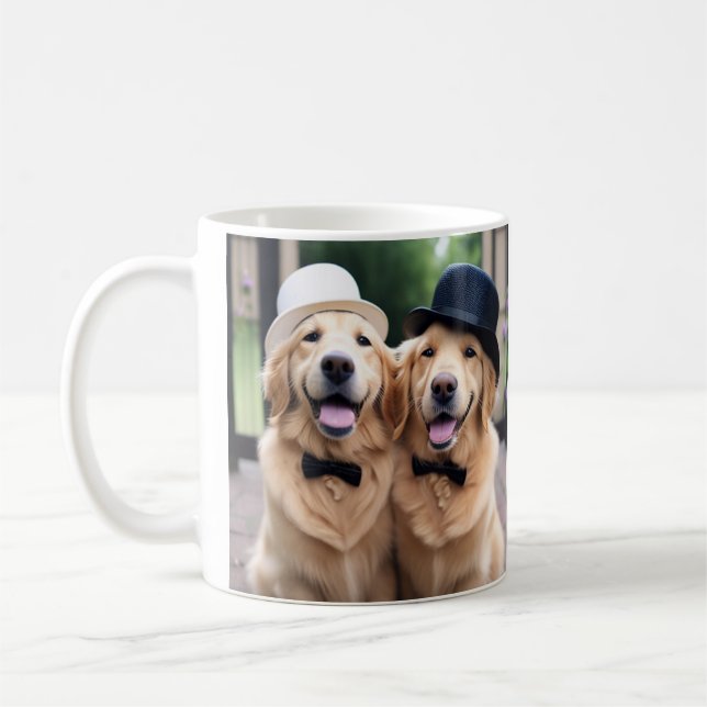 Mug Musique de Mariage Golden Retriever personnalisée (Gauche)