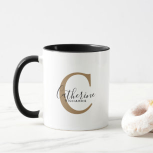 Mug Musique de Monogramme Or Personnalisé Moderne