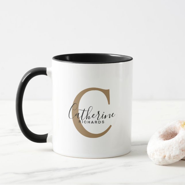 Mug Musique de Monogramme Or Personnalisé Moderne (Avec donut)