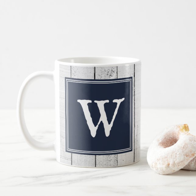 Mug Musique de monogramme rustique de la Marine (Avec donut)