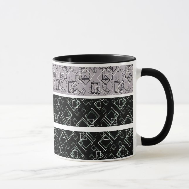 Mug Musique de motif rétro noir et gris (Droite)