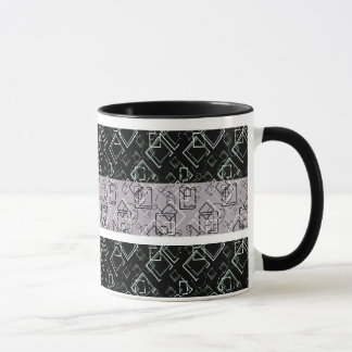 Mug Musique de motif rétro noir et gris