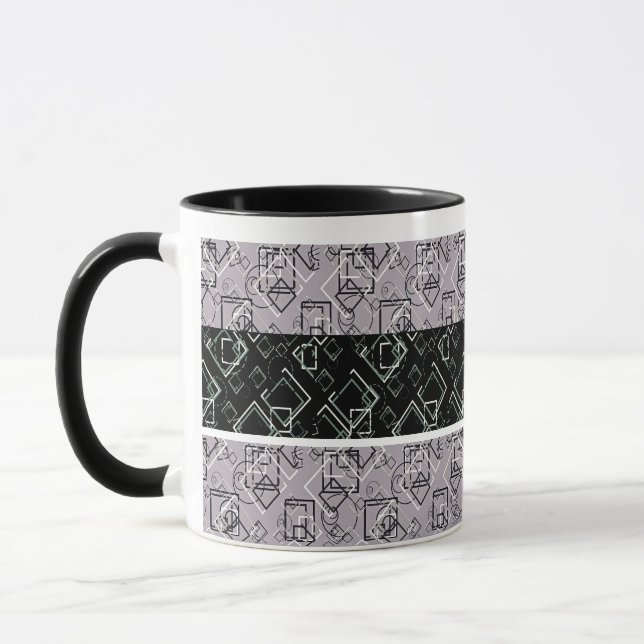 Mug Musique de motif rétro noir et gris (Gauche)