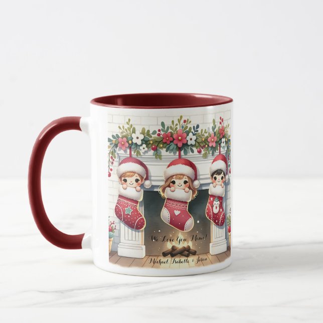 Mug Musique de Noël mimi avec petits-enfants Noms (Gauche)