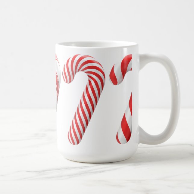 Mug Musique de Noël Sucre de canne rouge et blanc (Droite)