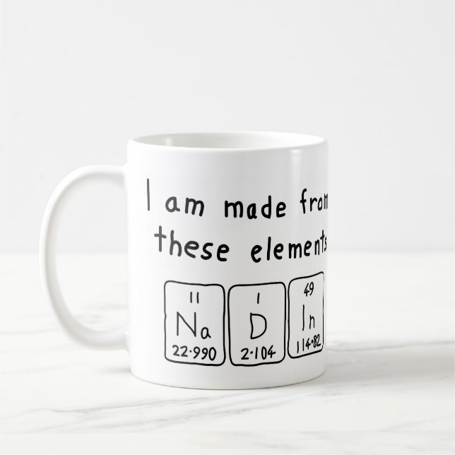Mug Musique de nom de table périodique Nadin (Gauche)