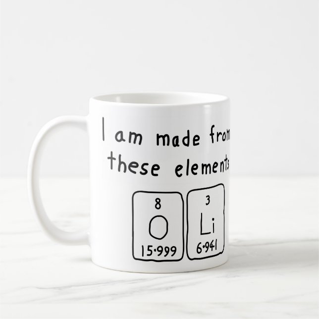 Mug Musique de nom de table périodique Oli (Gauche)