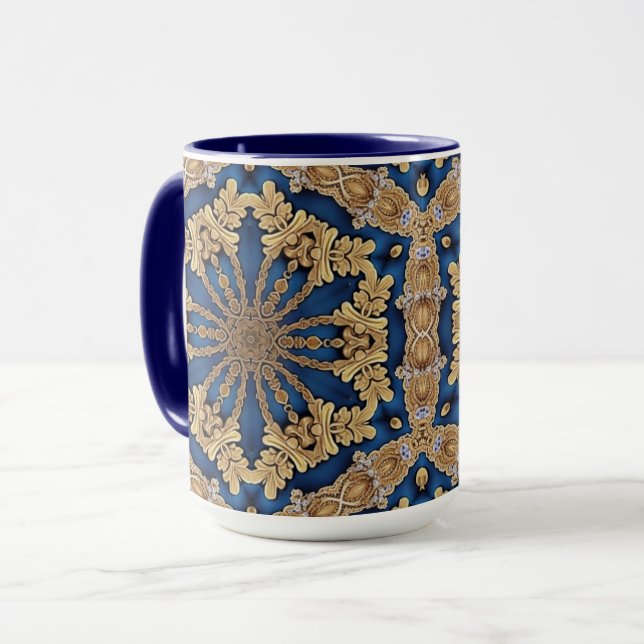 Mug Musique décorative en or bleu (Devant gauche)