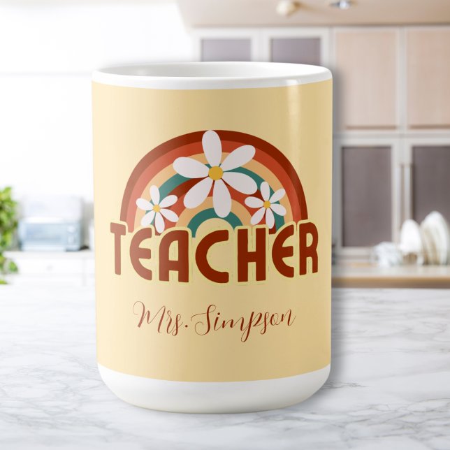 Mug Musique d'enseignant rétro personnalisée avec nom (Créateur téléchargé)