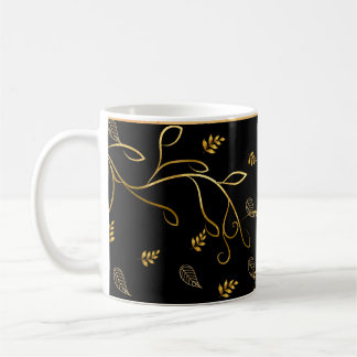 Mug Musique d'impression à feuilles noires et or