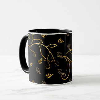 Mug Musique d'impression à feuilles noires et or