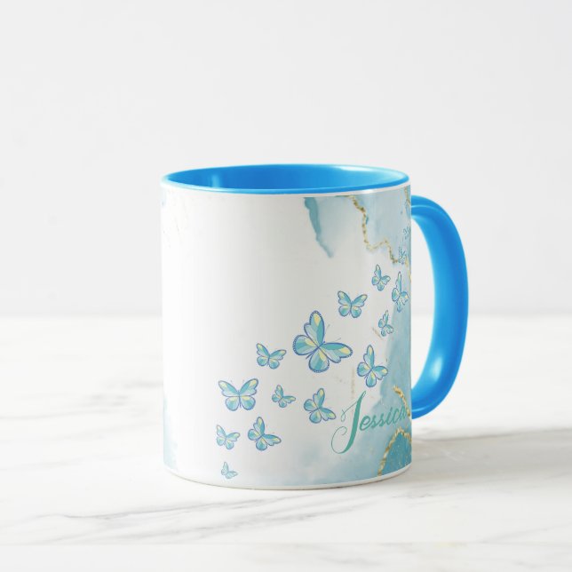 Mug Musique en marbre bleu (Devant droit)