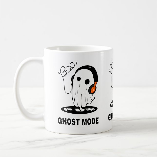 Mug Musique en mode fantôme Écouteurs Halloween mignon (Gauche)