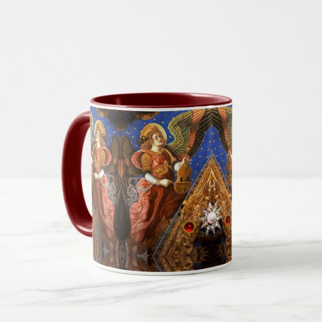 Mug MUSIQUE FABRIQUANT DES ANGELS AVEC UN Noël VIELLE (Devant gauche)