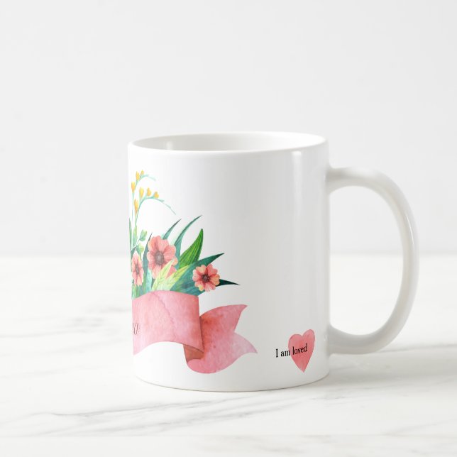 Mug Musique florale du ruban rouge (Droite)
