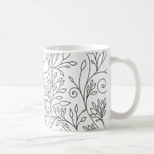 Mug Musique florale noire et blanche