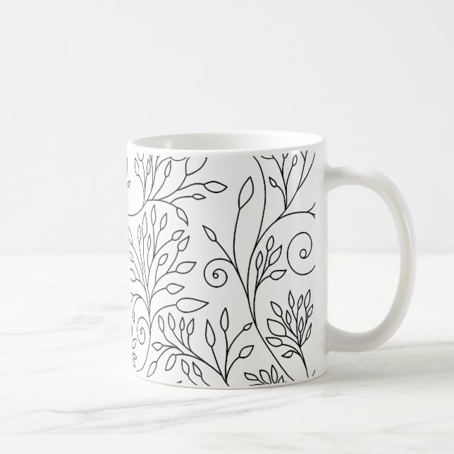 Mug Musique florale noire et blanche (Droite)