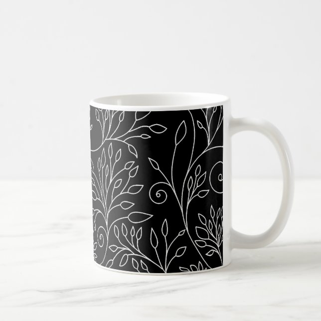 Mug Musique florale noire et blanche (Droite)