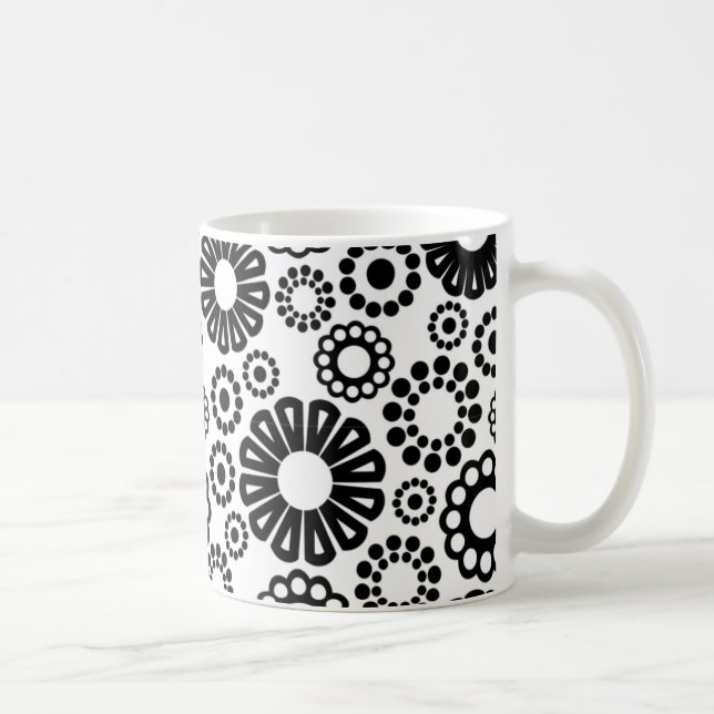 Mug Musique florale noire et blanche (Droite)