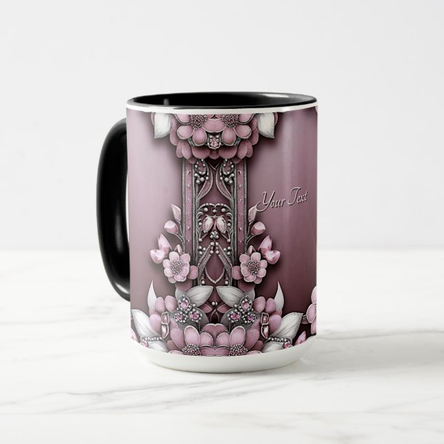 Mug Musique florale rose (Devant gauche)