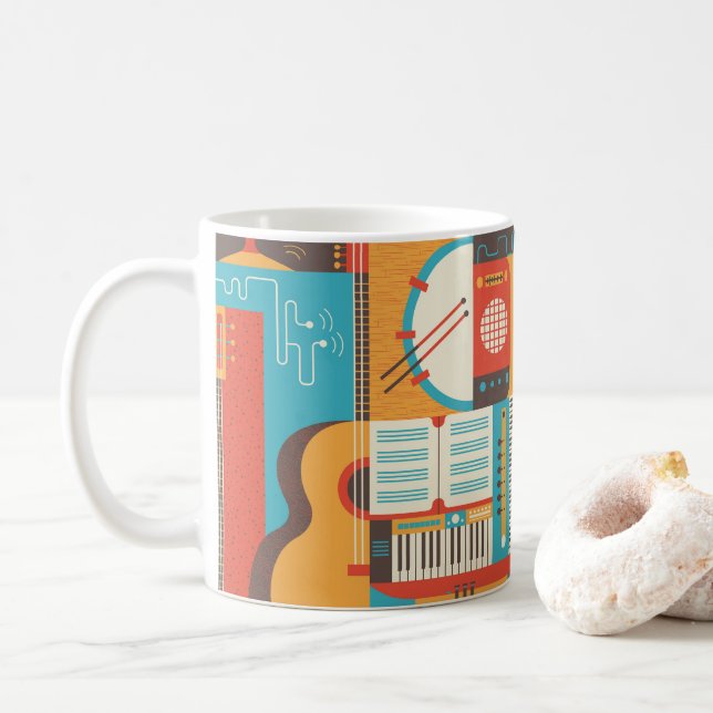 Mug Musique Guitare Piano coloré (Avec donut)