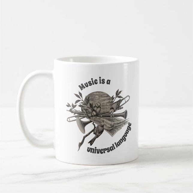 Mug Musique Lover Vintage Etching Instruments de musiq (Gauche)
