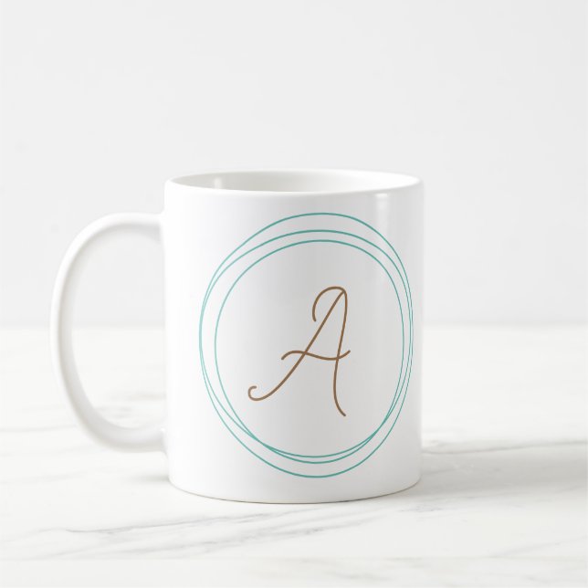 Mug Musique Monogramme en Turquoise/Or (Gauche)