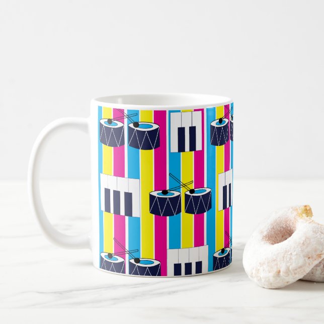 Mug Musique Musicale Tambours Piano Touches Musique (Avec donut)