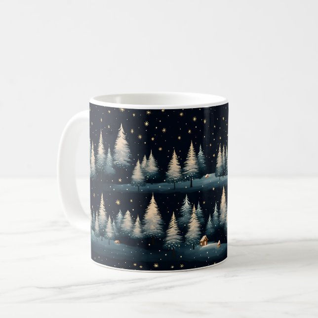 Mug Musique nocturne de la forêt d'hiver étoilée (Devant gauche)