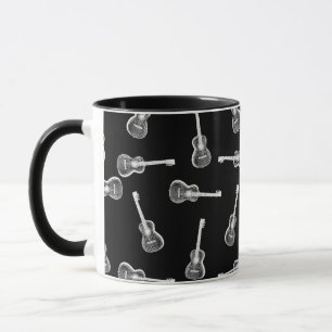 Mug Musique noire et blanche de conception de guitares