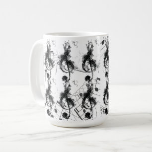 Mug Musique Note effet fumée noire et blanche