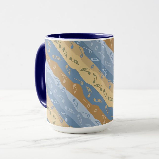 Mug Musique Note Grandes Brown Et Bleues (Devant gauche)