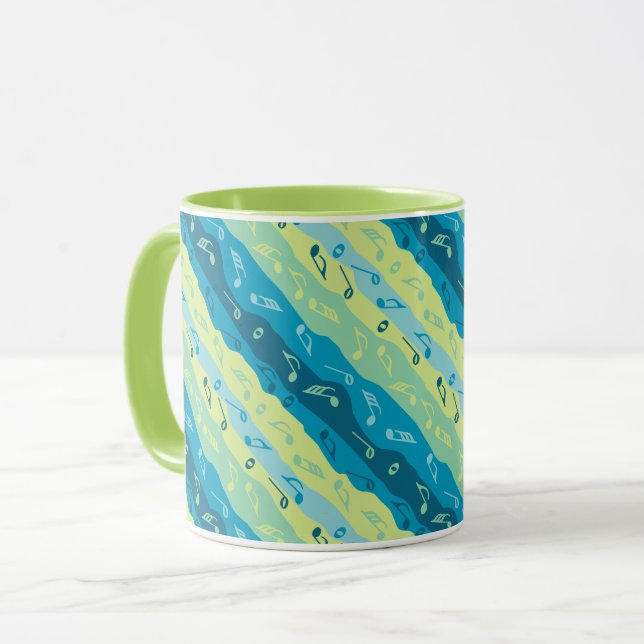 Mug Musique Note Grandes Vert Et Bleu (Devant gauche)