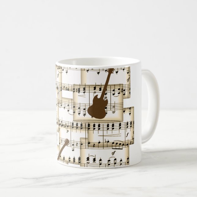 Mug musique papier guitare arrière - plan (Devant droit)