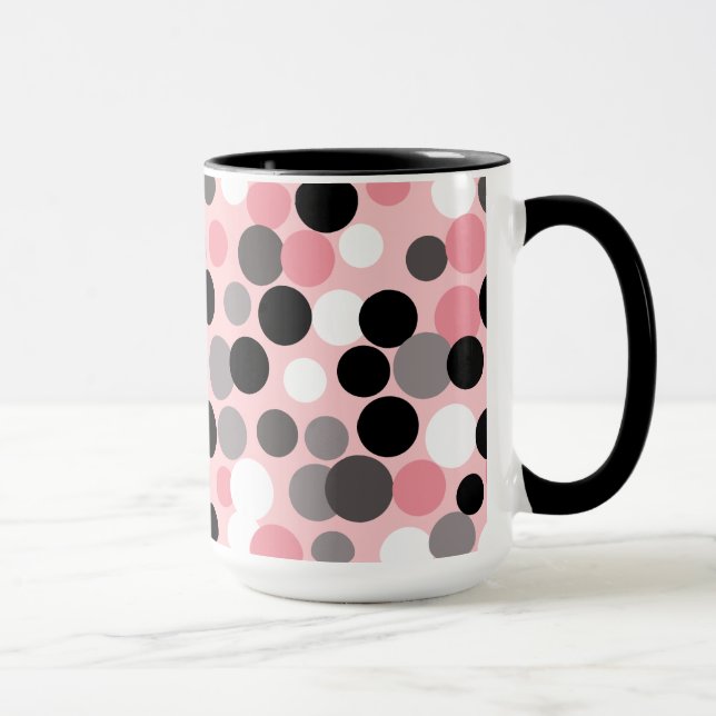 Mug Musique Pois rose et gris rétro (Droite)