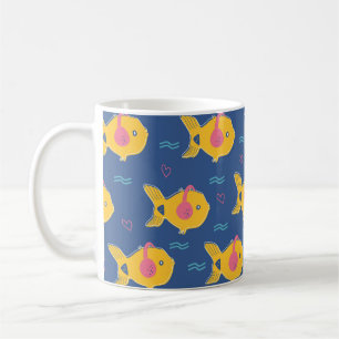 Mug Musique poissons dessin animé vintage sans couture