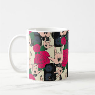 Mug Musique rock sans couture, motif abstrait.