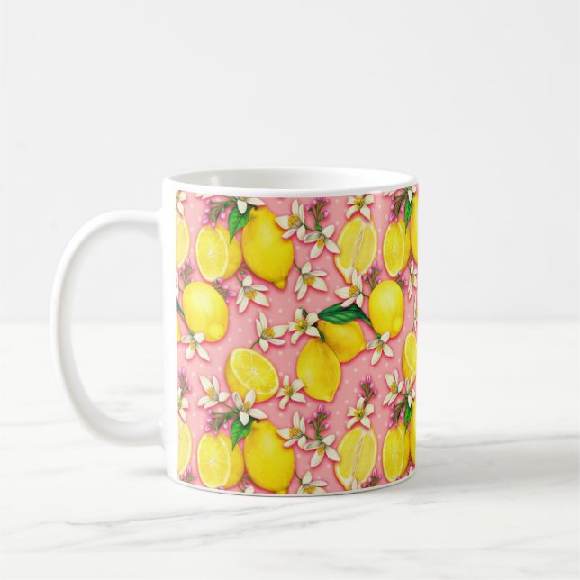 Mug Musique rose Motif à fleur de citron (Gauche)