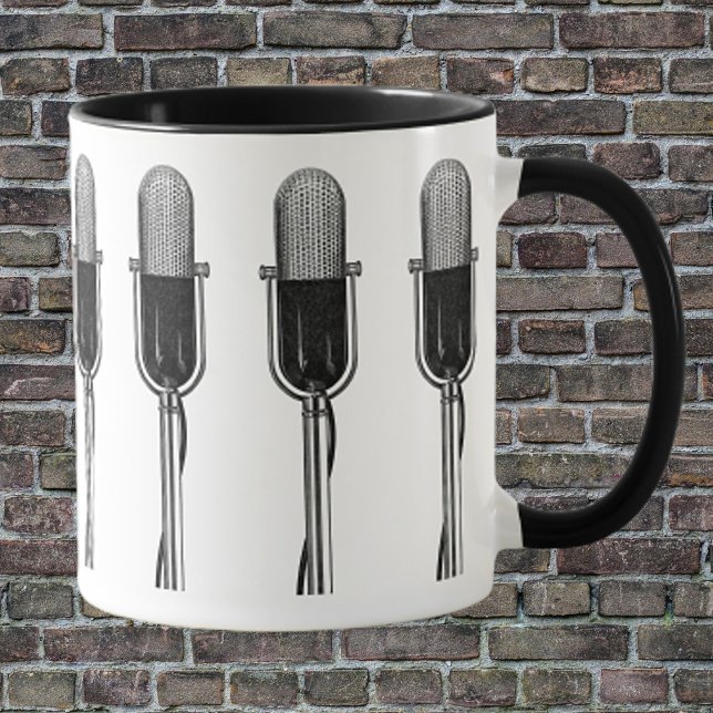 Mug Musique vintage, Microphone rétro à l'ancienne (Créateur téléchargé)