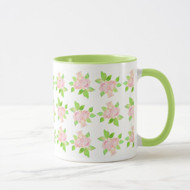 Mug Musique vintage rose roses (Droite)