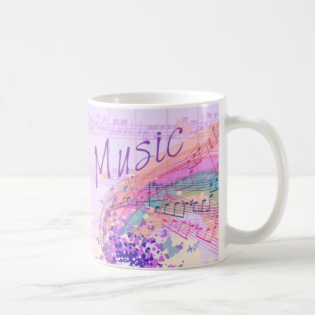 Mug Musique violet de feuille de couleur (Droite)