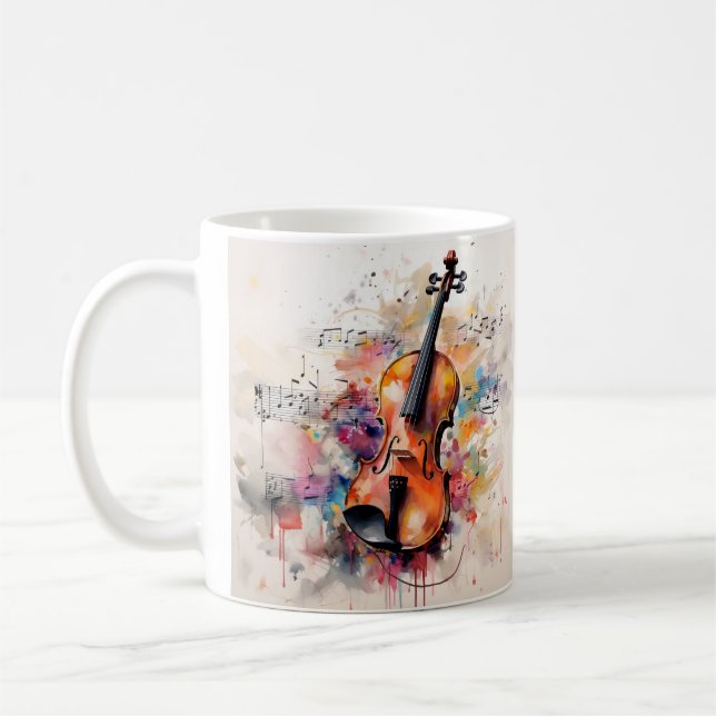 Mug Musique violon à éclaboussure d'aquarelle (Gauche)