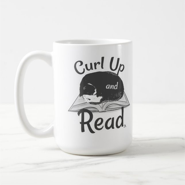 Mug Must Curl Up Read Cat Lover Reading Design (Gauche)